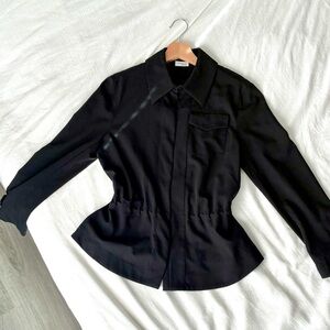 Akris Punto 100% Wool Blouse Blazer Top with Drawstring Accents Sz 8 40